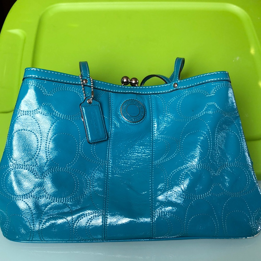 Turquoise Coach purse